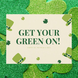 Fun St. Patrick’s Day with Shamrocks and Hats Postcard