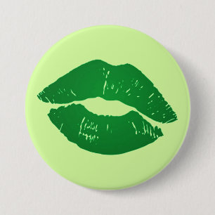 Fun St. Patrick's Day Irish Kiss Green Lips 7.5 Cm Round Badge