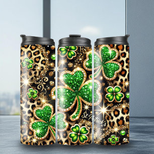 Fun St. Patrick's Glittery Leopard Tumbler