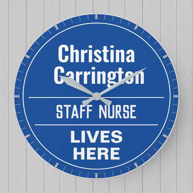 Fun Staff Nurse Wall Plaque Style Large Clock (Creator Uploaded)