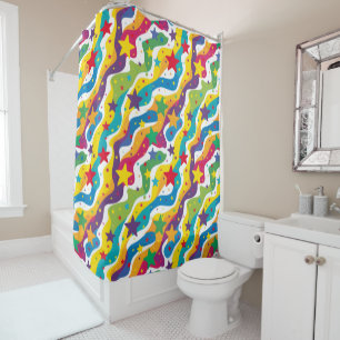 Fun star abstract pattern tiled  shower curtain