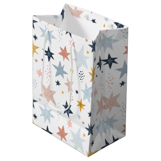 Fun Star Pattern Medium Gift Bag (Front Angled)
