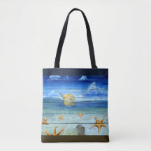 Fun Starfish Sky 2 Tone Pattern Tote Bag