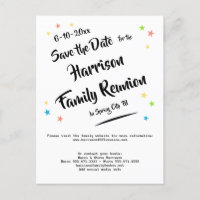 Fun Stars Family Reunion or Party Save the Date