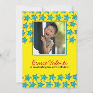 Fun Stars Photo Birthday Party Invitation 5X7