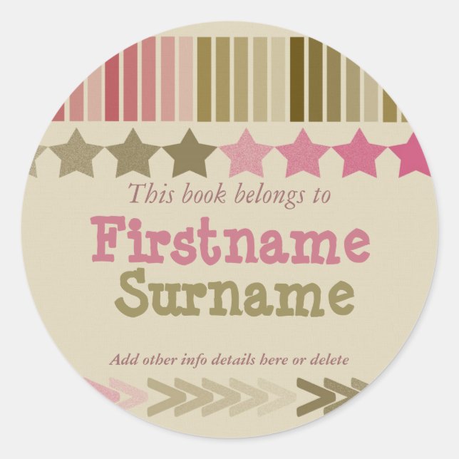 Fun Stars & Stripes Bookplate Sticker (Front)