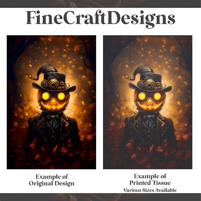 Fun Steampunk Halloween Pumpkin Man F1L Decoupage Tissue Paper (Creator Uploaded)