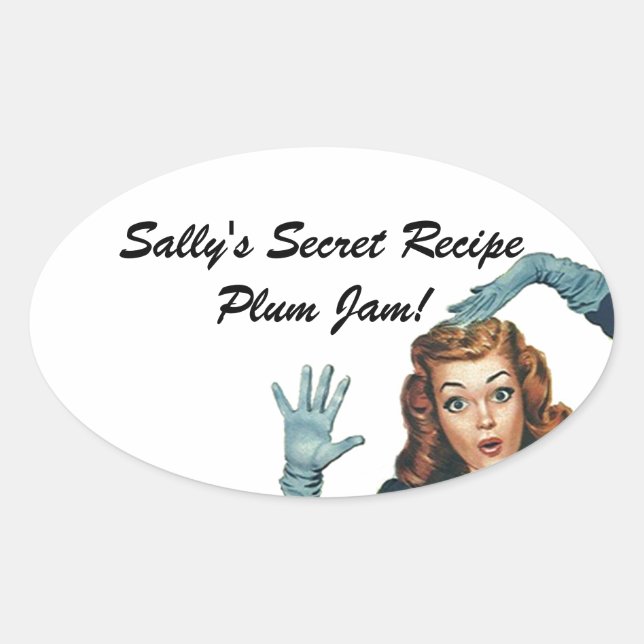 Fun Sticker Retro Lady Home Canning Secret Recipe (Front)