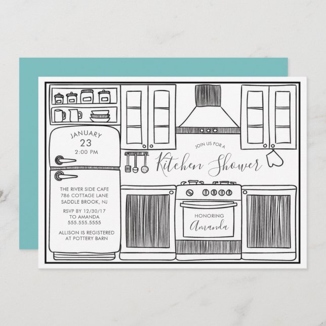 Fun Stock The Kitchen Shower Invitations (Front/Back)