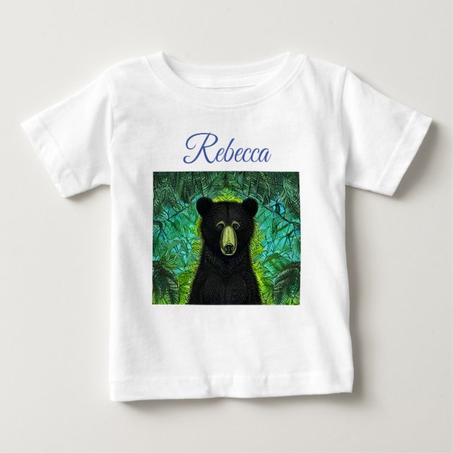 Fun Storybook Little Black Bear Baby T-Shirt (Front)