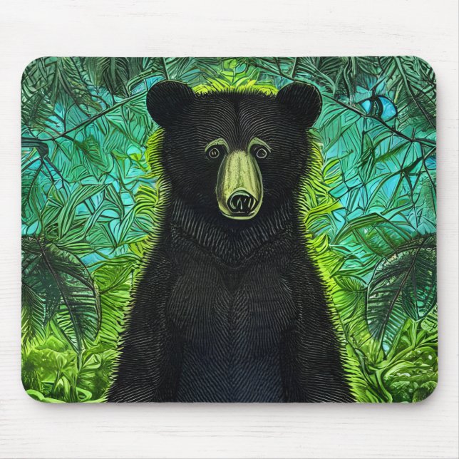 Fun Storybook Little Black Bear Mouse Pad (Front)