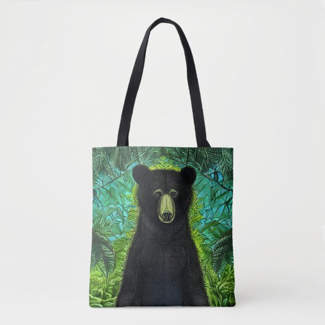Fun Storybook Little Black Bear Tote Bag (Front)