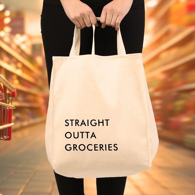 Fun STRAIGHT OUTTA GROCERIES Minimalist Modern Tote Bag (Creator Uploaded)
