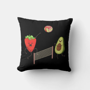 Fun Strawberry Avocado Playing Volleyball Gift Tee Cushion