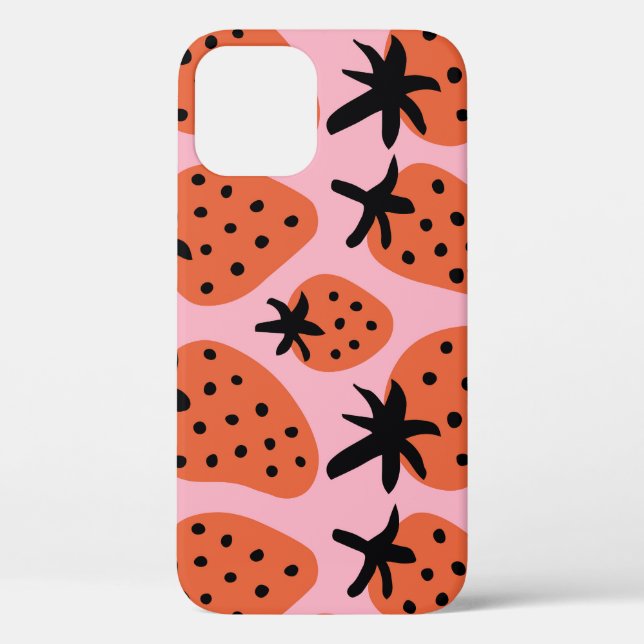 Fun strawberry, hand-drawn seamless design. Case-Mate iPhone case (Back)