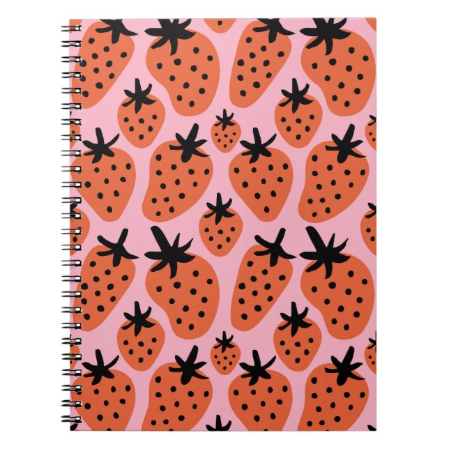 Fun strawberry, hand-drawn seamless design. notebook (Front)