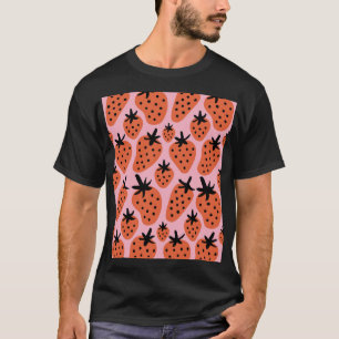 Fun strawberry, hand-drawn seamless design. T-Shirt