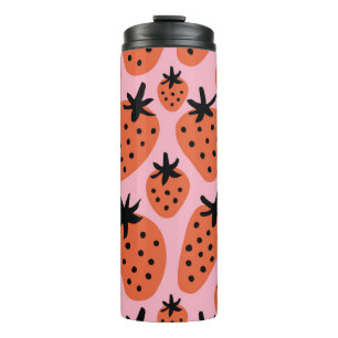 Fun strawberry, hand-drawn seamless design. thermal tumbler