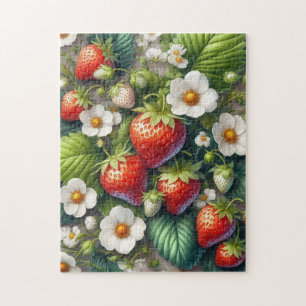 Fun Strawberry Leaves Flowers Jigsaw Puzzle