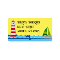 Fun Striped Lighthouse, Dolphin and Sailboat