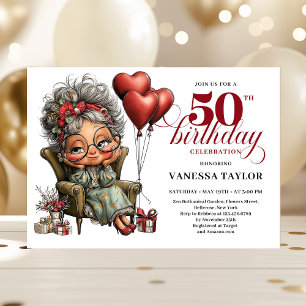 Fun stylish 50th birthday woman quirky invite