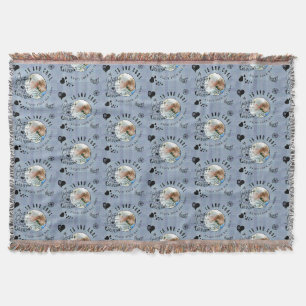 Fun Stylish Grandson Birthday Photo Lettering Throw Blanket