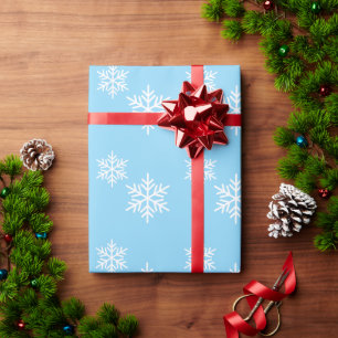 Fun Stylish Nordic Snowflakes On Light Frost Blue Wrapping Paper