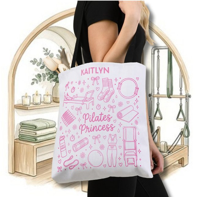 Fun Stylish Pilates Princess Workout Name  Tote Bag (Creator Uploaded)