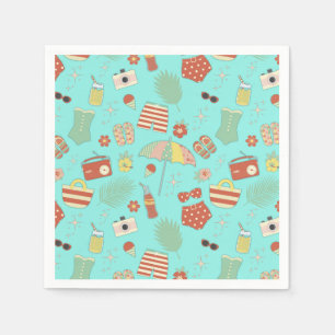 Fun Stylish Retro Vintage Summer Beach Swimsuits Napkin