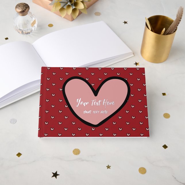Fun Stylist Sweet Heart Party Supplies Template  Guest Book (Front Open)