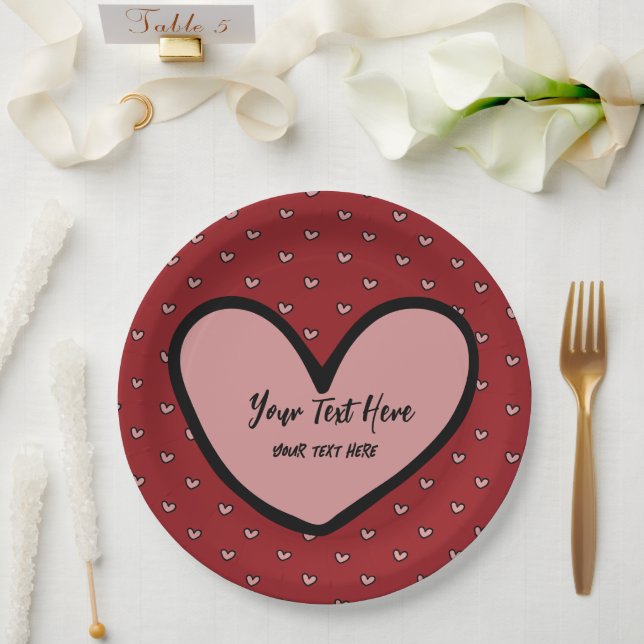 Fun Stylist Sweet Heart Party Supplies Template  Paper Plate (Wedding)