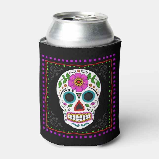 Fun Sugar Skull Can Cooler, Day of the Dead Cooler (Can Front)