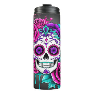 Fun Sugar Skull Thermal Tumbler