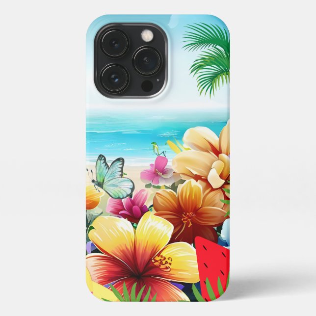 Fun Summer Beach Scene iPhone Case (Back)