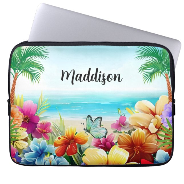 Fun Summer Beach Scene Laptop Sleeve (Front)