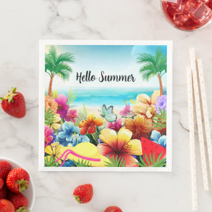 Fun Summer Beach Scene Napkin