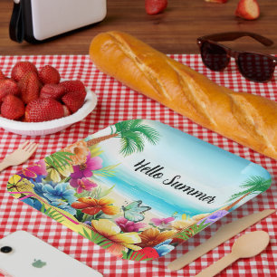 Fun Summer Beach Scene Paper Plate