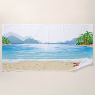 Fun Summer Beach Scene Water Sand Sunshine Towel