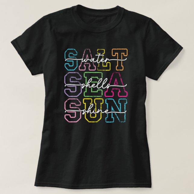 Fun Summer Beach Vibes Quote T-Shirt (Design Front)