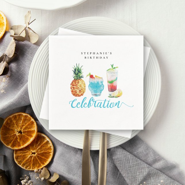 Fun Summer Celebration Cocktail Birthday Party Napkin (Creator Uploaded)