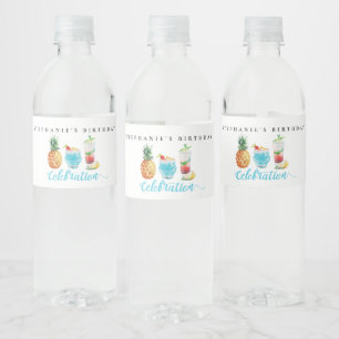 Fun Summer Celebration Cocktail Birthday Party Water Bottle Label