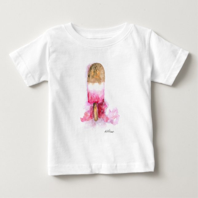 Fun, Summer Chocolate and Strawberry Popsicle Baby T-Shirt (Front)