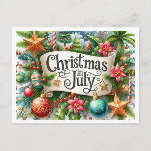 Fun Summer Christmas In July Holiday  Postcard