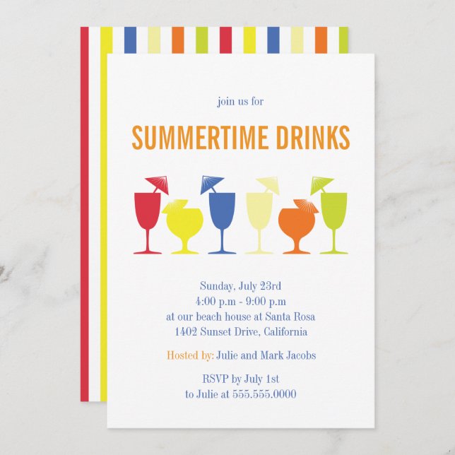 Fun Summer Cocktail Party Invitation (Front/Back)