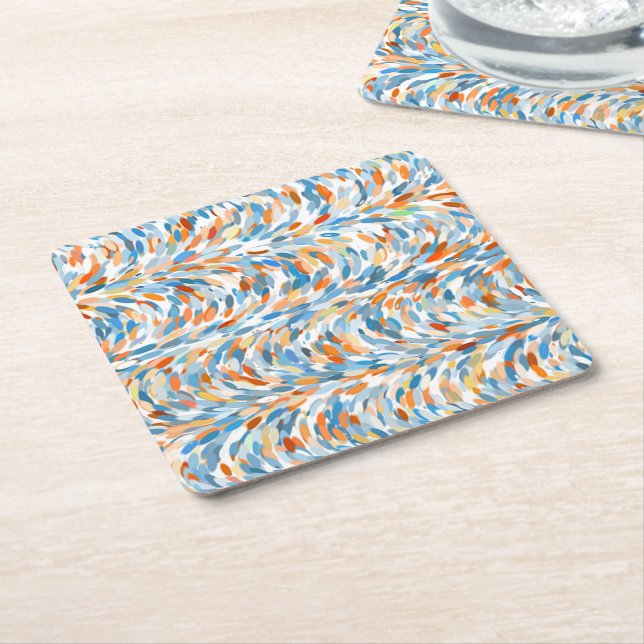 Fun Summer Colours Paint Splatter Art Pattern Square Paper Coaster (Angled)