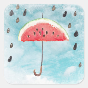 Fun Summer Fresh Melon Fruit Rain Square Sticker