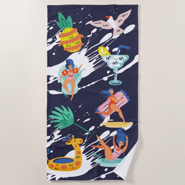 Fun Summer Girly Beach Towel (Front)