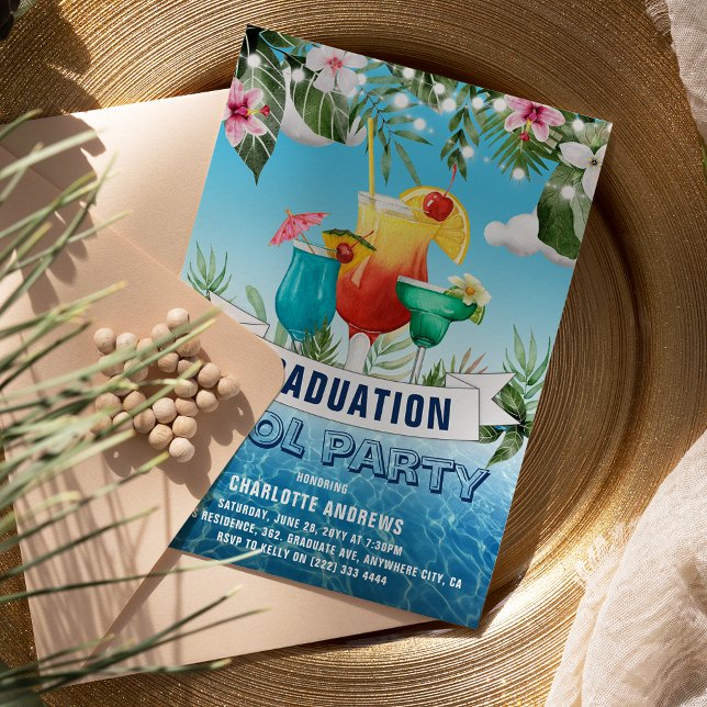 Fun Summer Graduation Pool Party Invitation (Creator Uploaded)