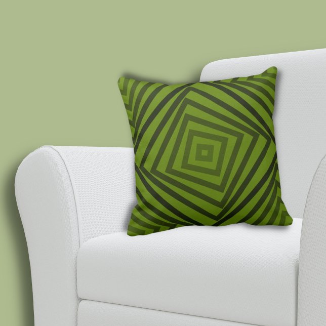 Fun Summer-Green Nested Spiral Box Cushion (Fun Summer-Green Nested Spiral Box Throw Pillow)