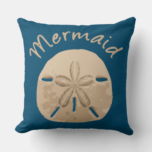 Fun Summer Holiday Mermaid Sand Dollar Art beach Cushion (Front)